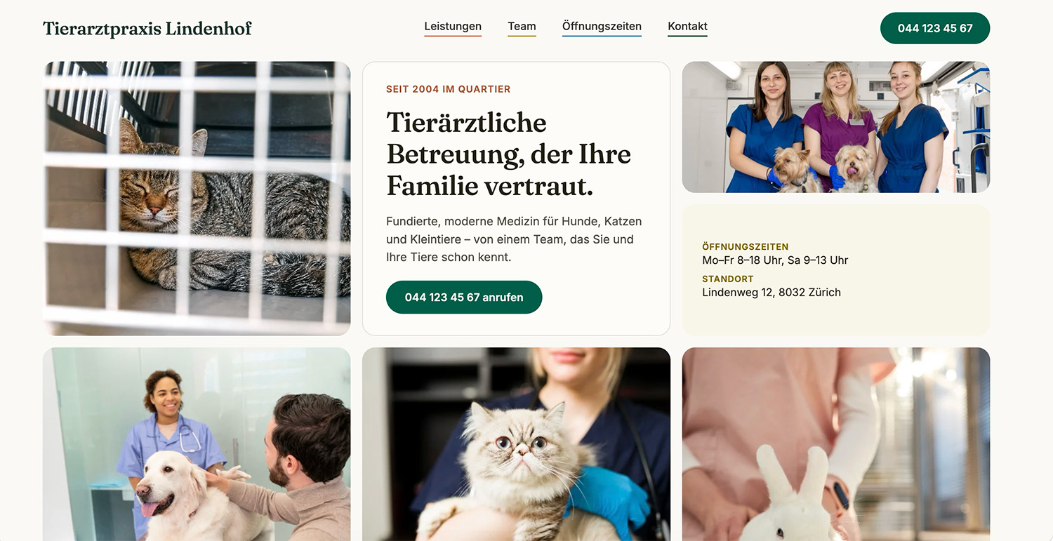 Startseite der Tierarztpraxis Lindenhof