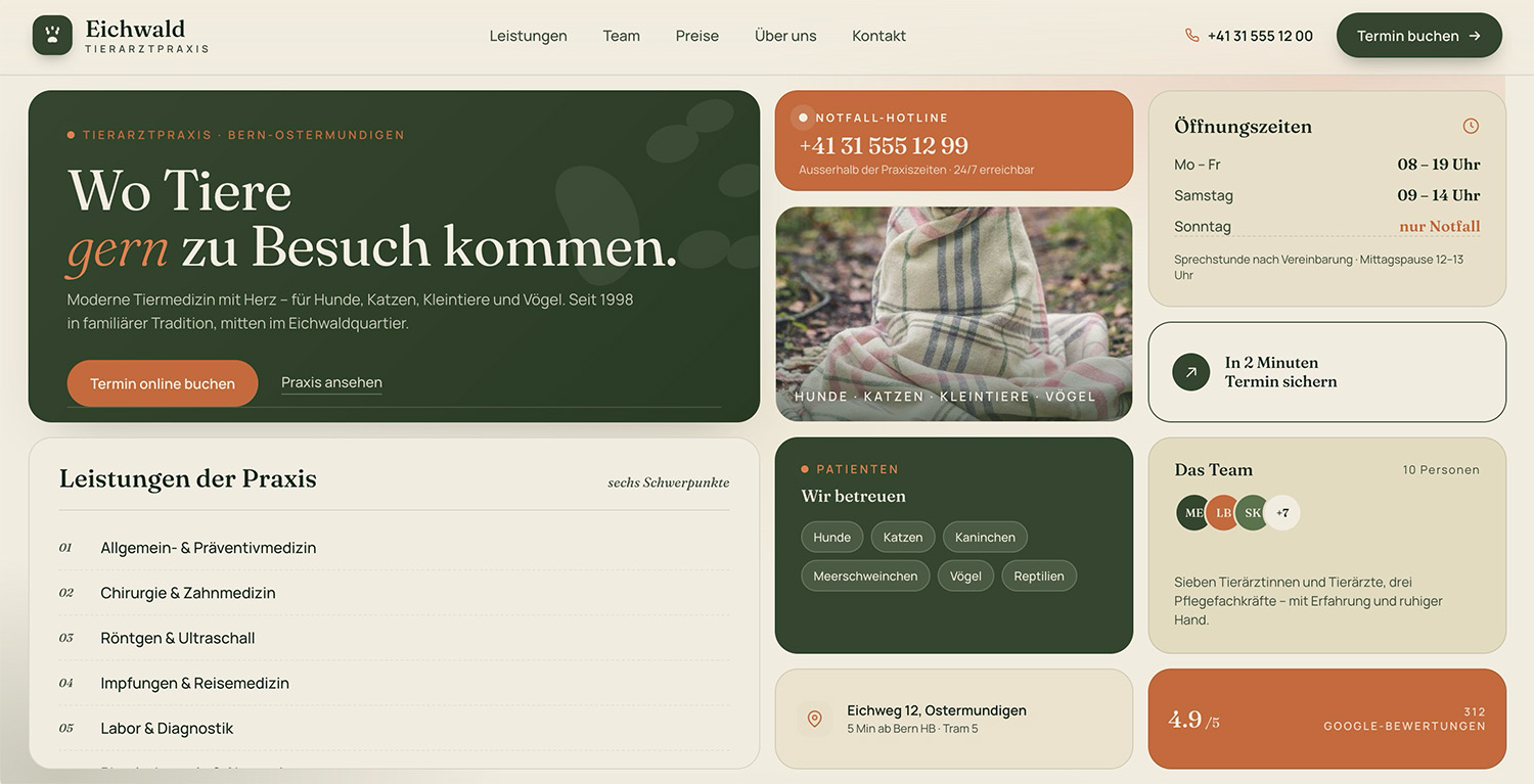 Startseite der Tierarztpraxis Eichwald