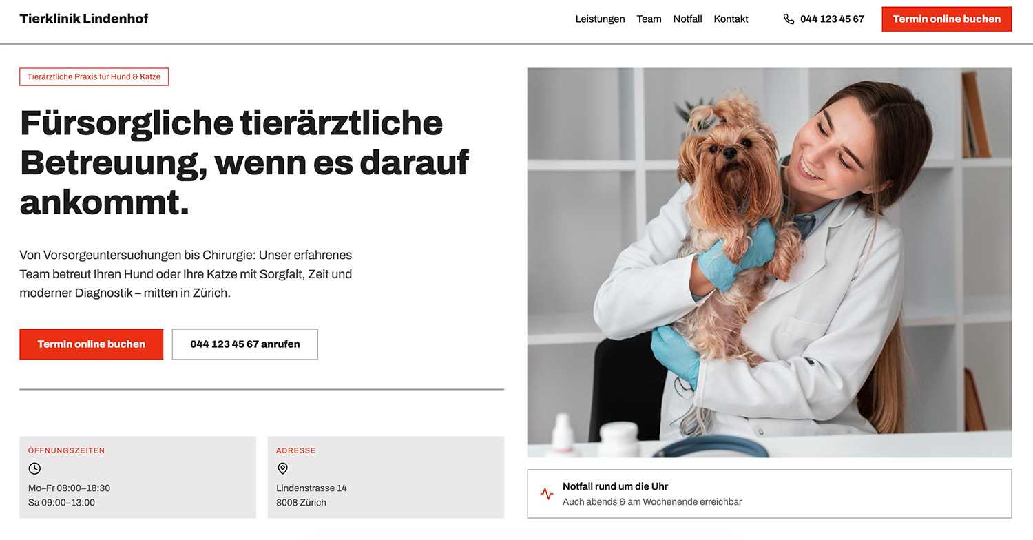 Startseite der Tierklinik Lindenhof
